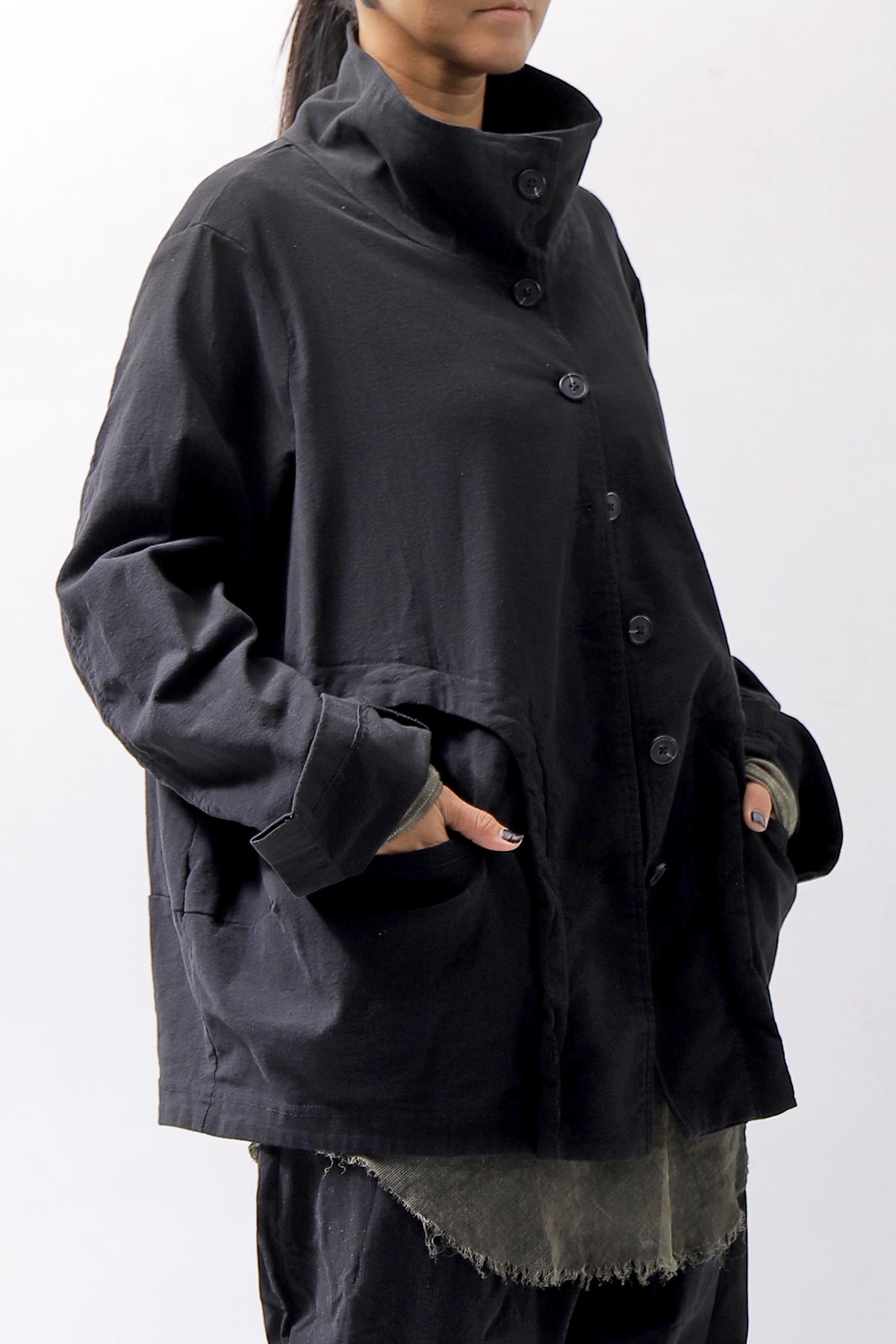 【RUNDHOLZ】 UNISEX STRETCH COTTON WOOL JACKET BLOUSON 341 1106_BLACK