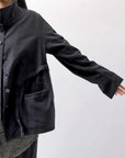 【RUNDHOLZ】 UNISEX STRETCH COTTON WOOL JACKET BLOUSON 341 1106_BLACK