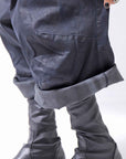 【RUNDHOLZ】 DENIM GLOSS WIDE SARRUEL PANTS 206_INDIGO BLACK GLOSS