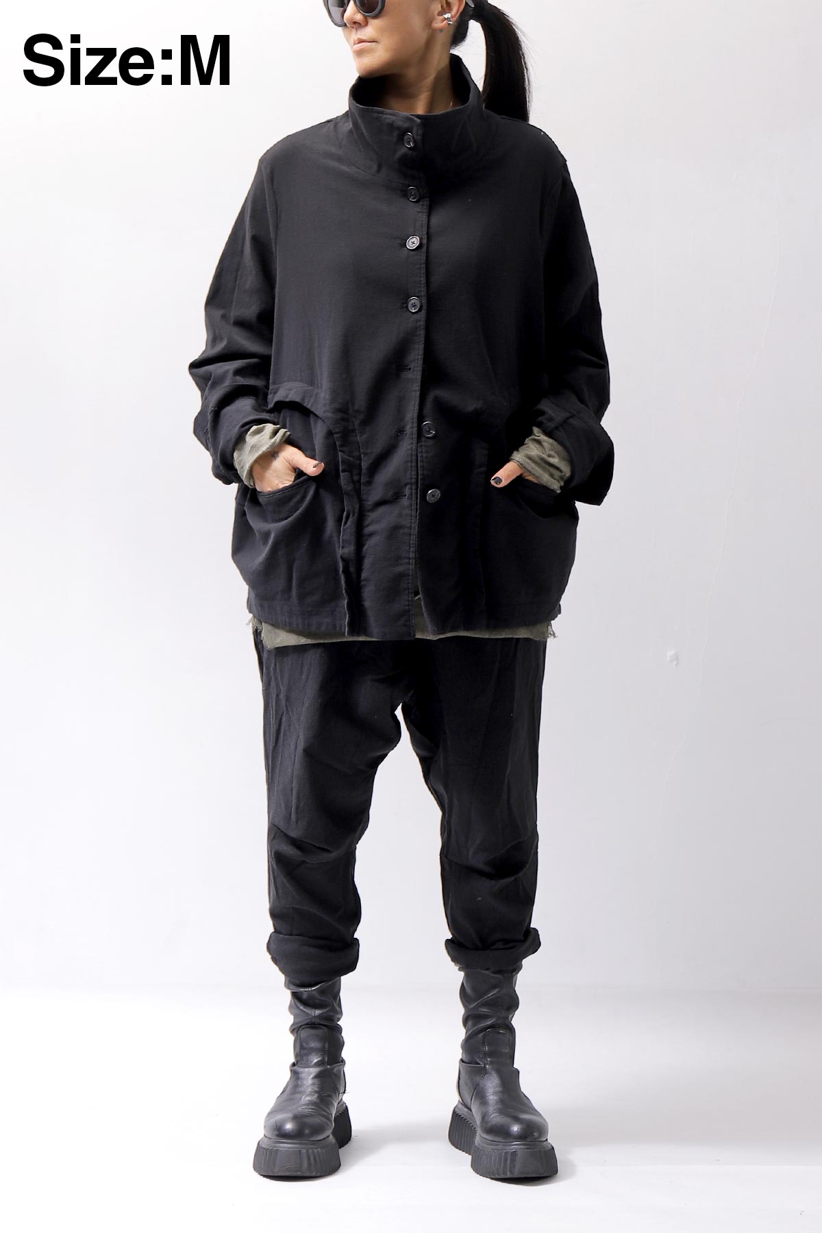 【RUNDHOLZ】 UNISEX STRETCH COTTON WOOL JACKET BLOUSON 341 1106_BLACK