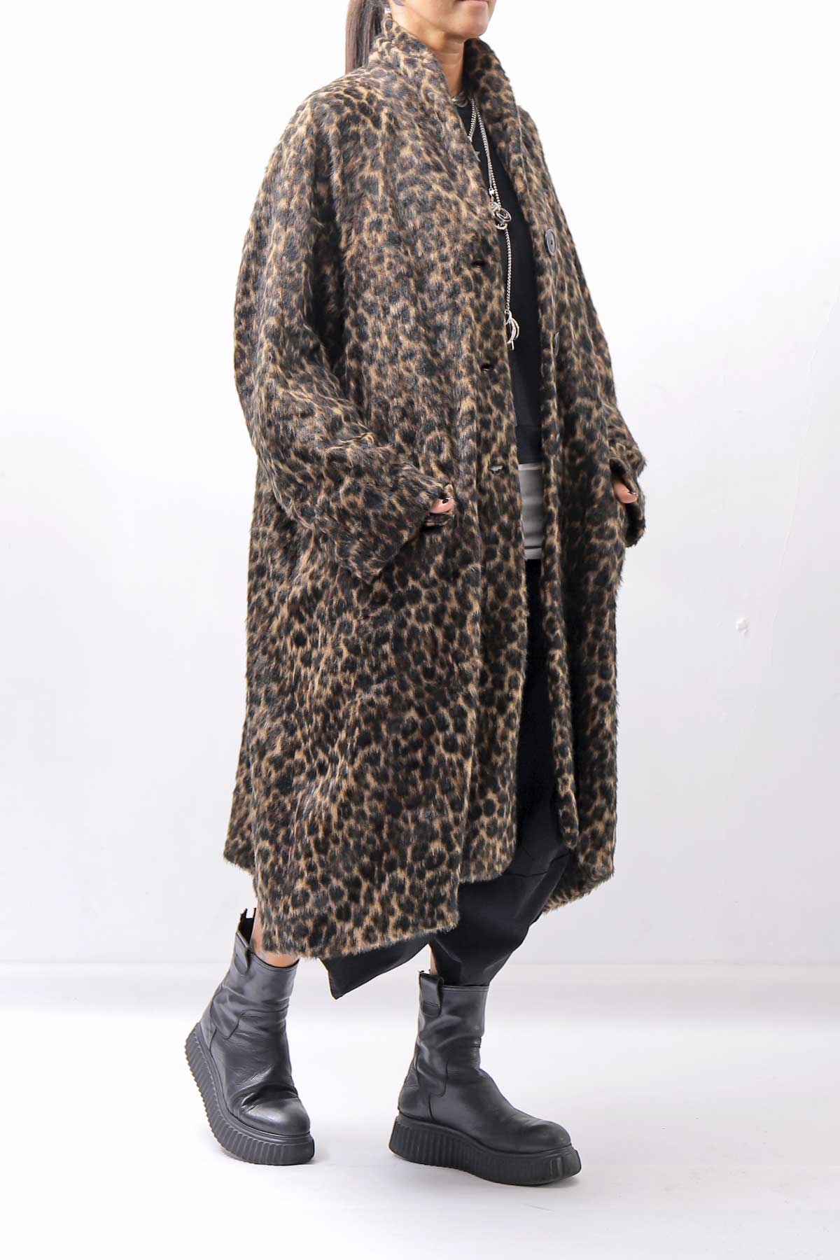 【RUNDHOLZ】 OVERSIZED ECO-FUR SHORT HAIR LEOPARD COAT_LEO JACQUARD