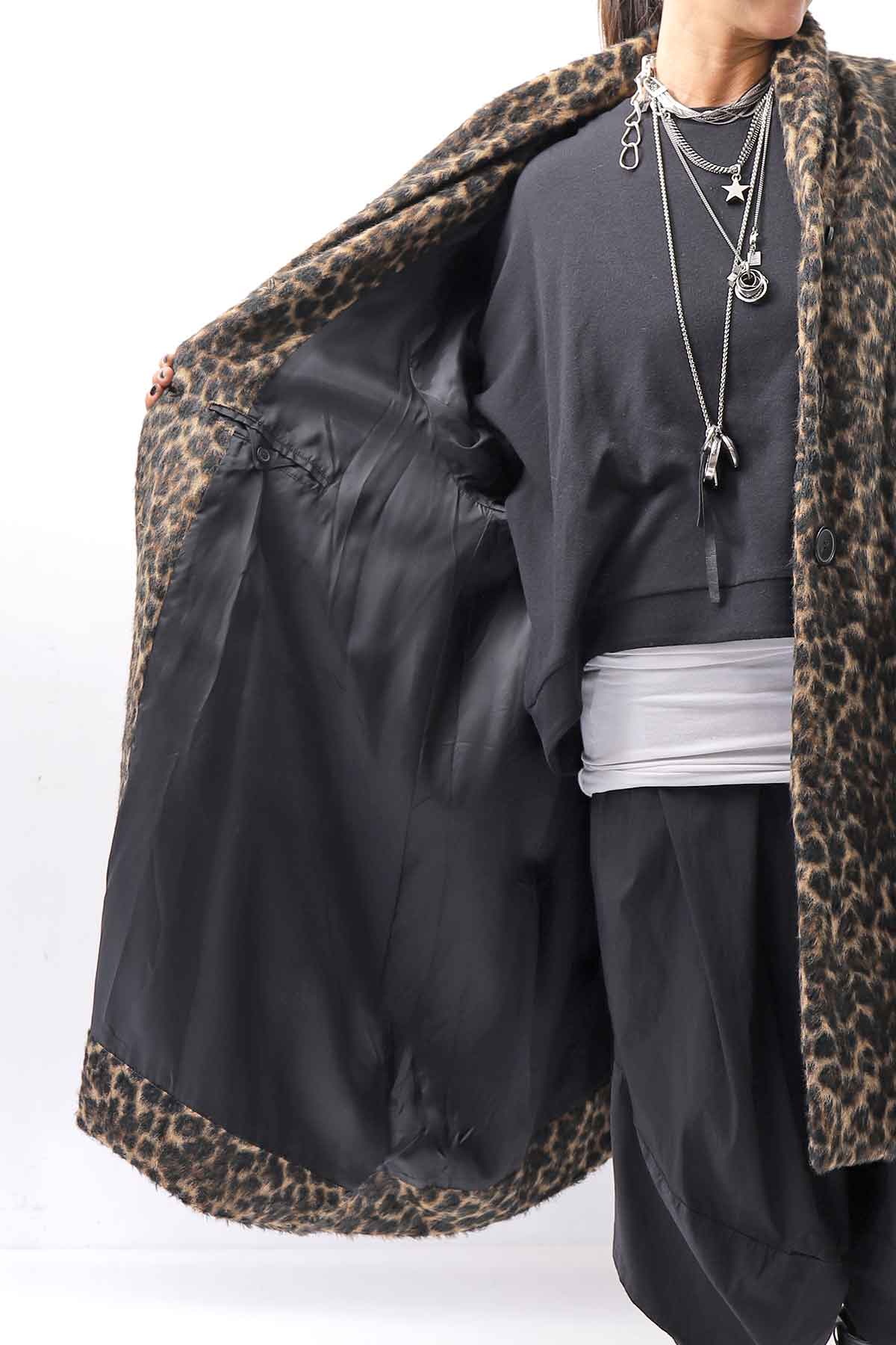 【RUNDHOLZ】 OVERSIZED ECO-FUR SHORT HAIR LEOPARD COAT_LEO JACQUARD