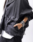 【RUNDHOLZ】 DENIM GLOSS DOLMAN SLEEVE JACKET 103_BLACK GLOSS