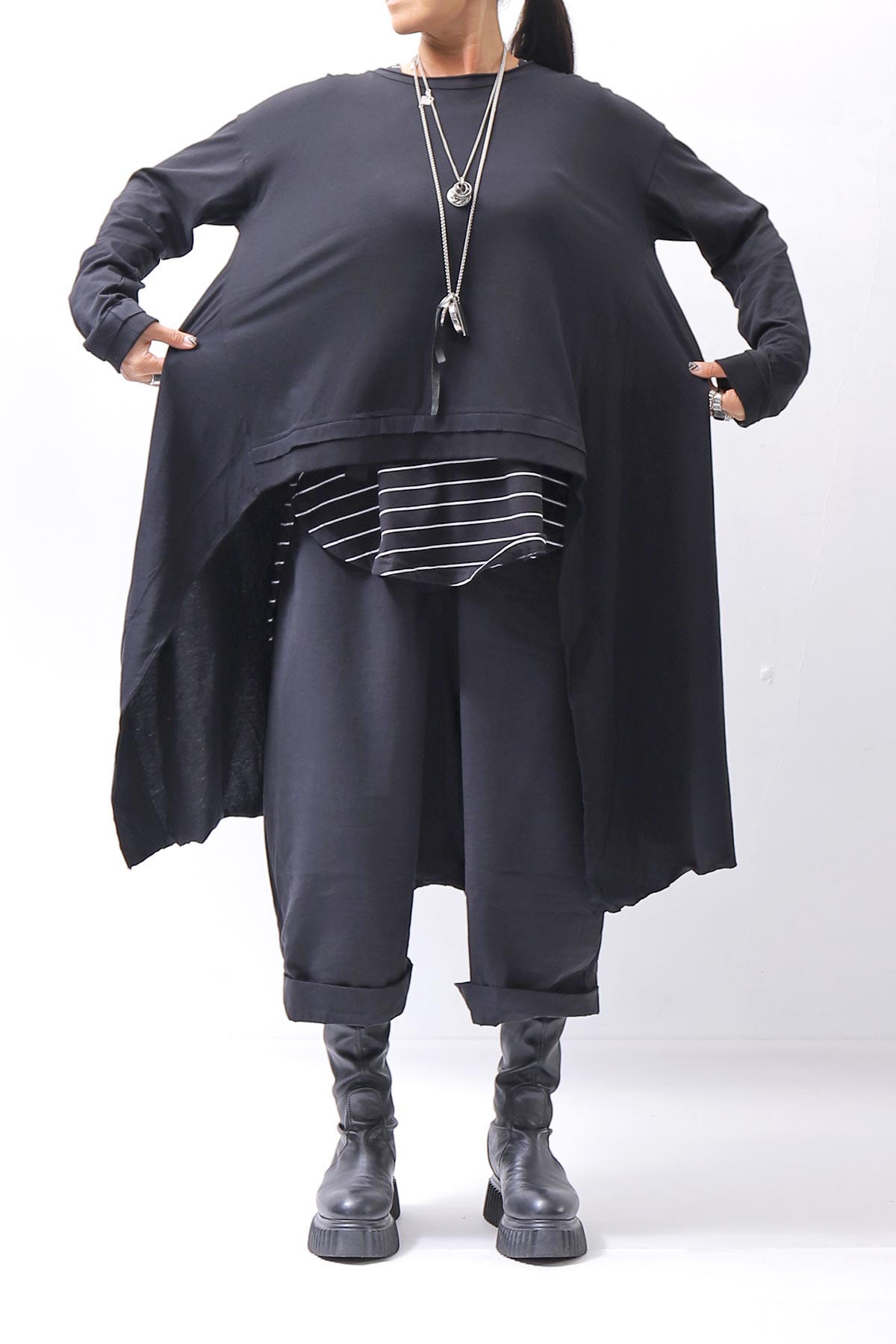 【studio b3】 ASYMMETRY COTTON LONG SLEEVE TOP RBB1982_BLACK