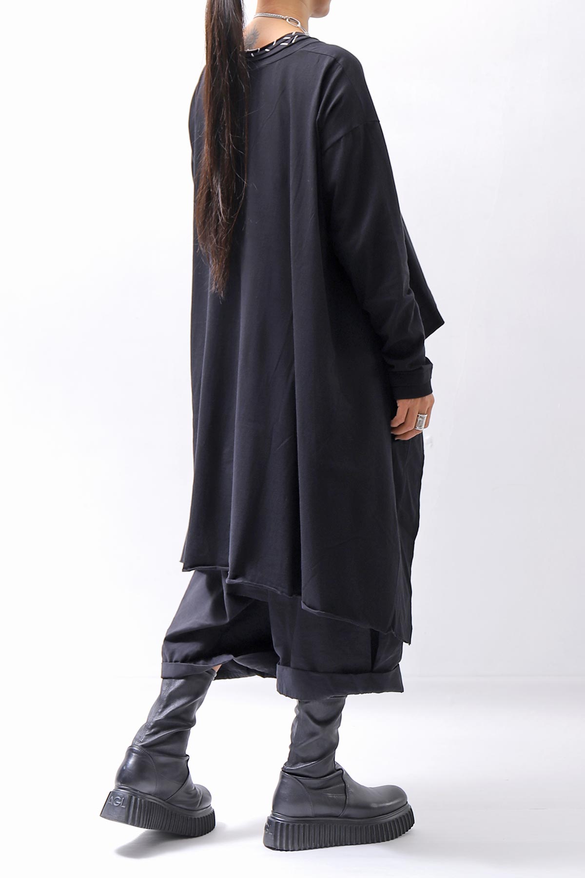 【studio b3】 ASYMMETRY COTTON LONG SLEEVE TOP RBB1982_BLACK