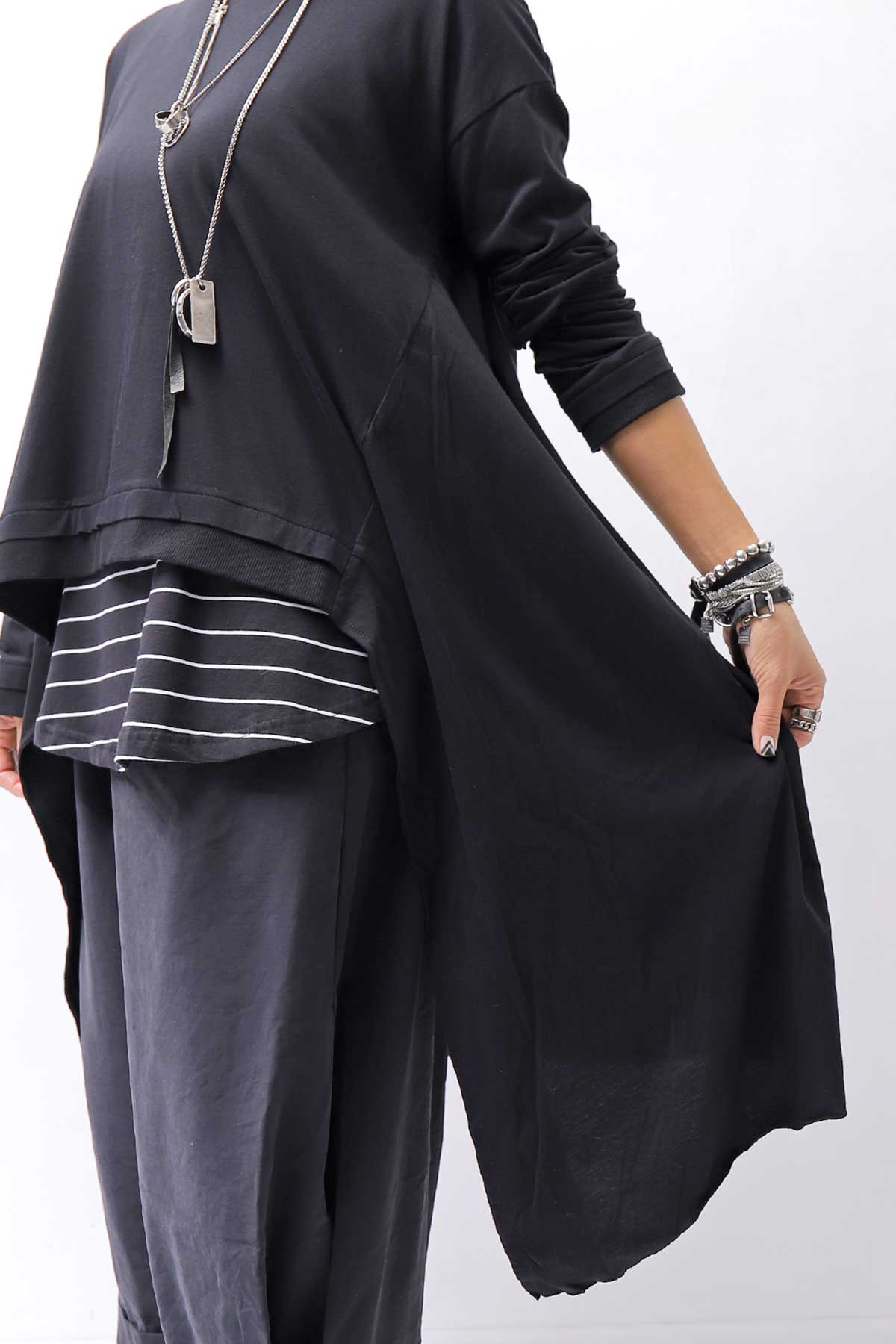 【studio b3】 ASYMMETRY COTTON LONG SLEEVE TOP RBB1982_BLACK