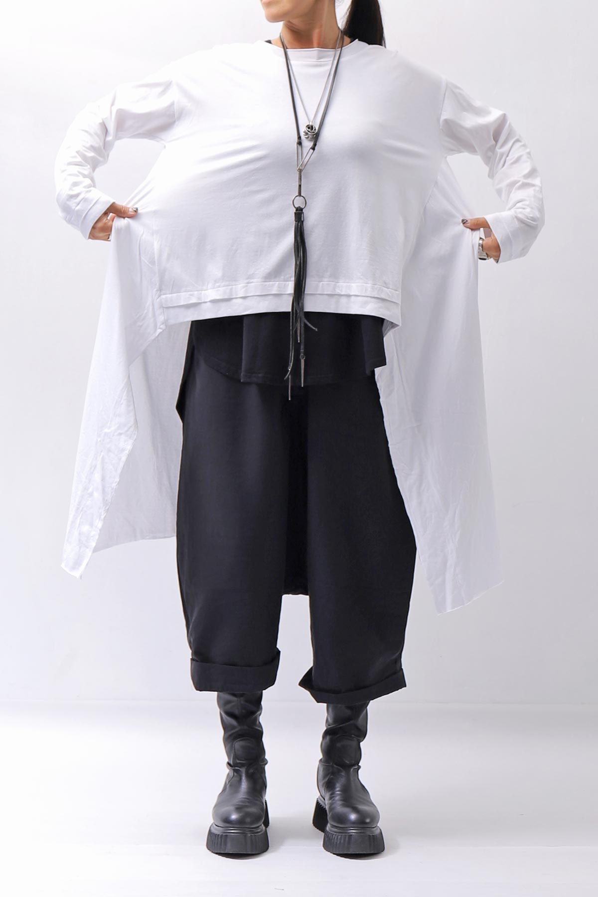 【studio b3】 ASYMMETRY COTTON LONG SLEEVE TOP RBB1982_WHITE