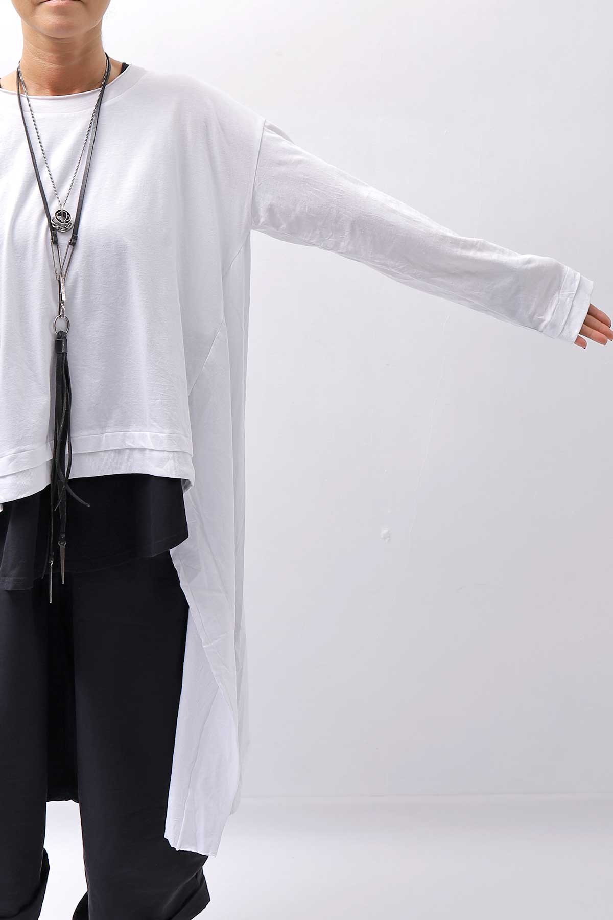 【studio b3】 ASYMMETRY COTTON LONG SLEEVE TOP RBB1982_WHITE