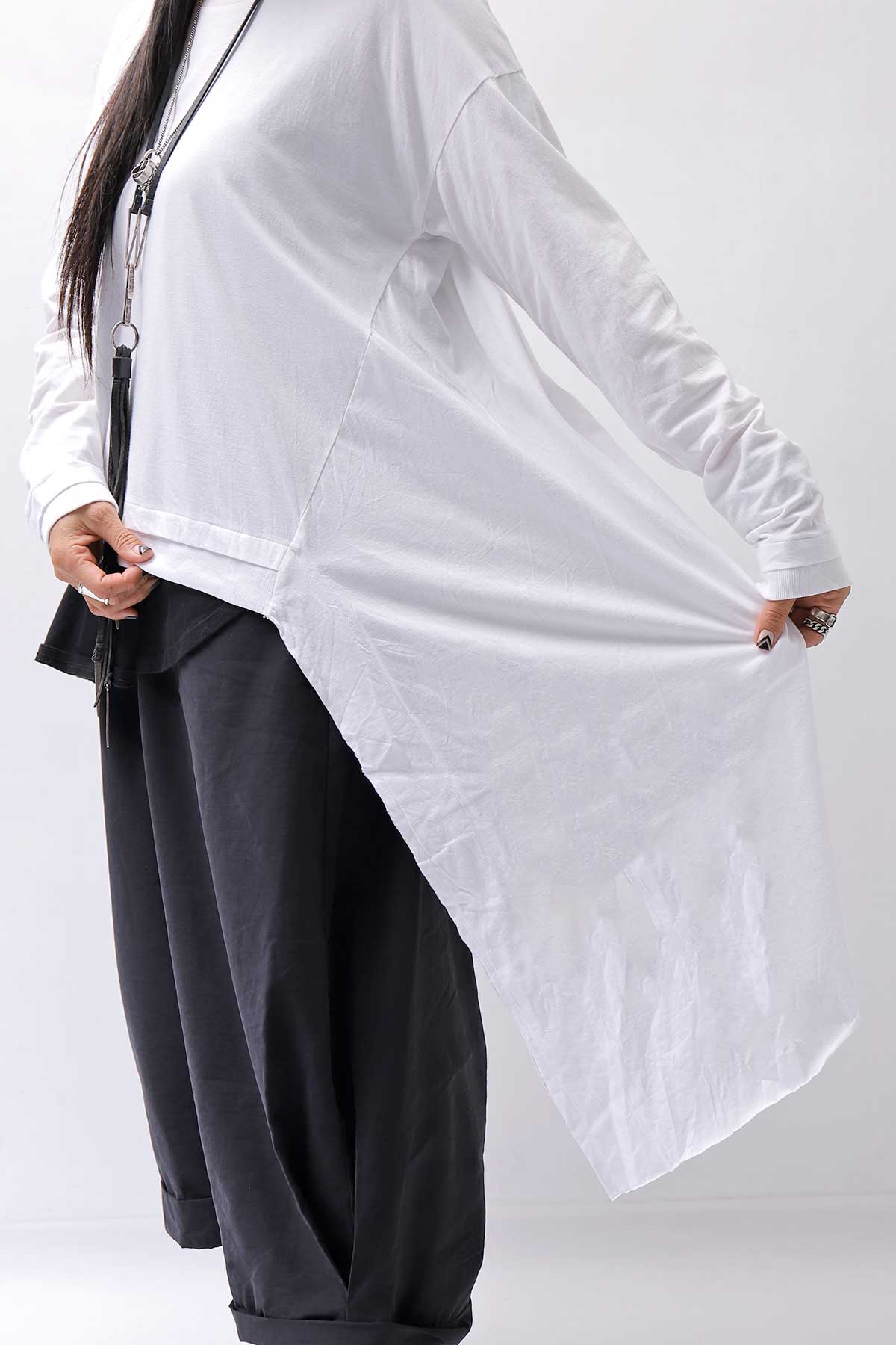 【studio b3】 ASYMMETRY COTTON LONG SLEEVE TOP RBB1982_WHITE