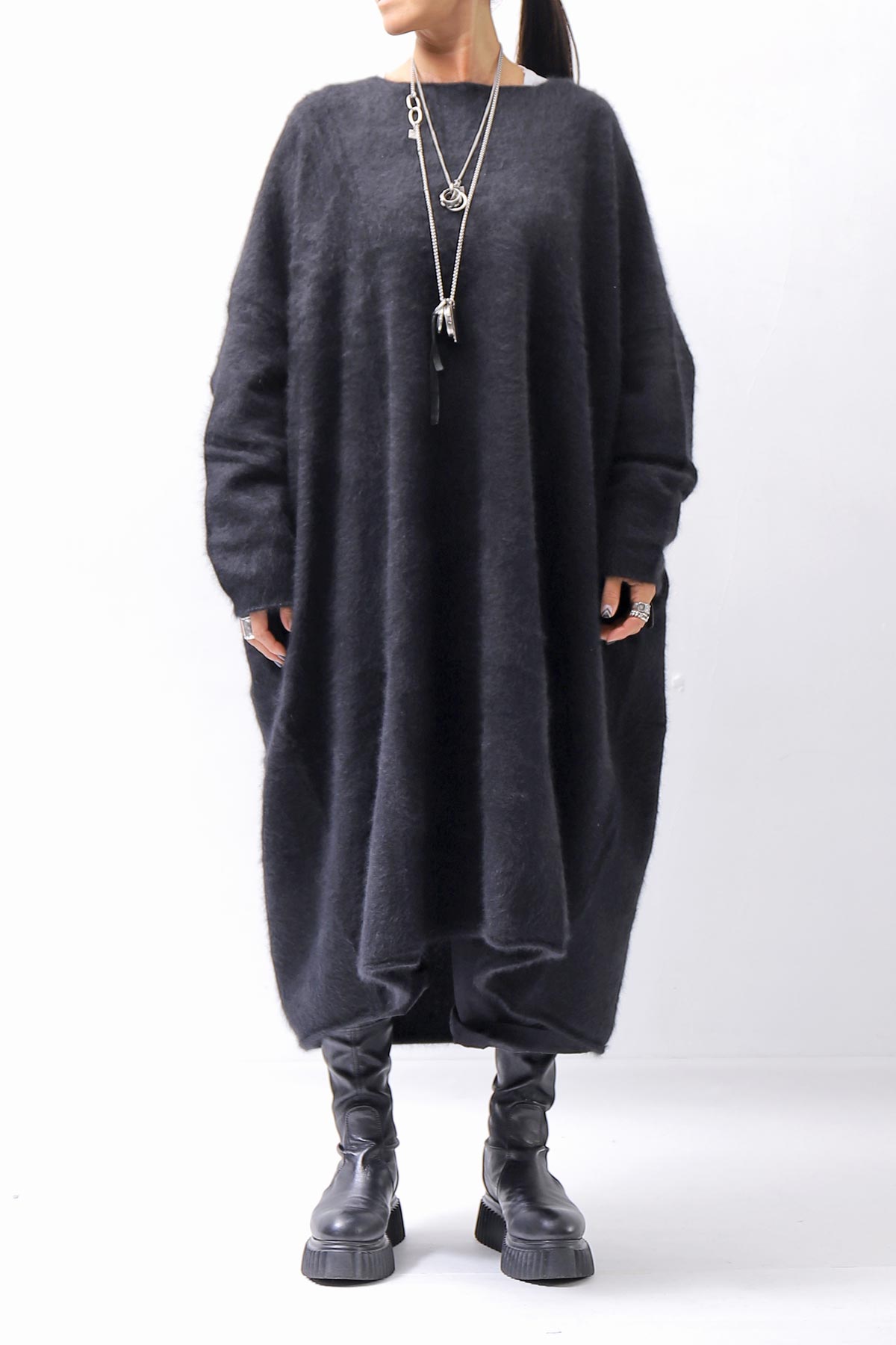 【RUNDHOLZ】 RACCOON COCOON KNIT DRESS_BLACK