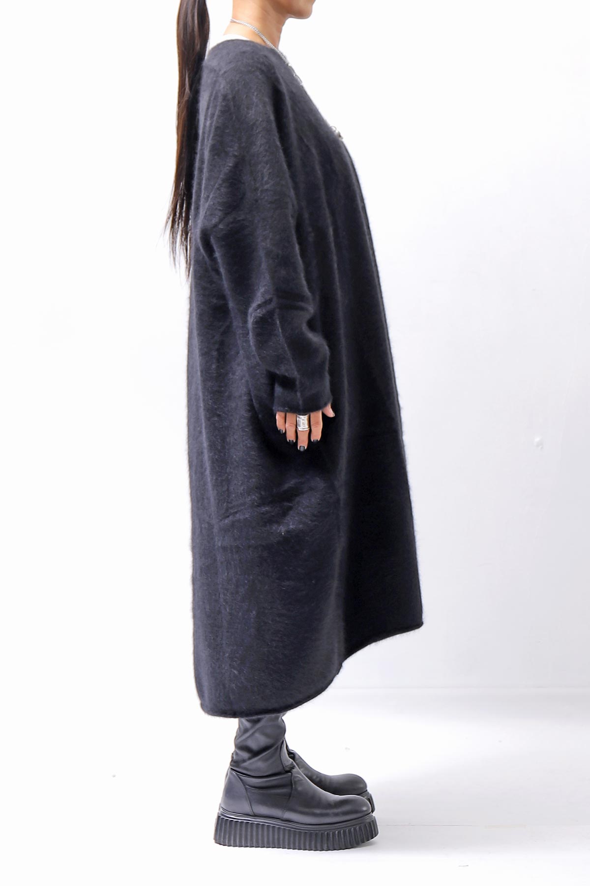 【RUNDHOLZ】 RACCOON COCOON KNIT DRESS_BLACK