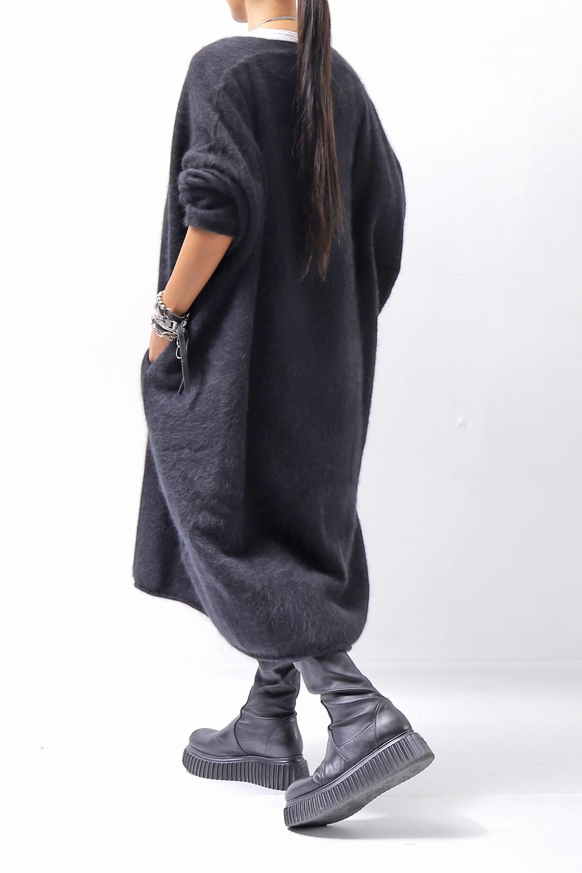 【RUNDHOLZ】 RACCOON COCOON KNIT DRESS_BLACK