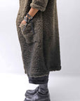 【NOSTRASANTISSIMA】 UNISEX VIRGIN BOA KNIT HOODED COAT_KHAKI BROWN