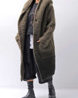 【NOSTRASANTISSIMA】 UNISEX VIRGIN BOA KNIT HOODED COAT_KHAKI BROWN