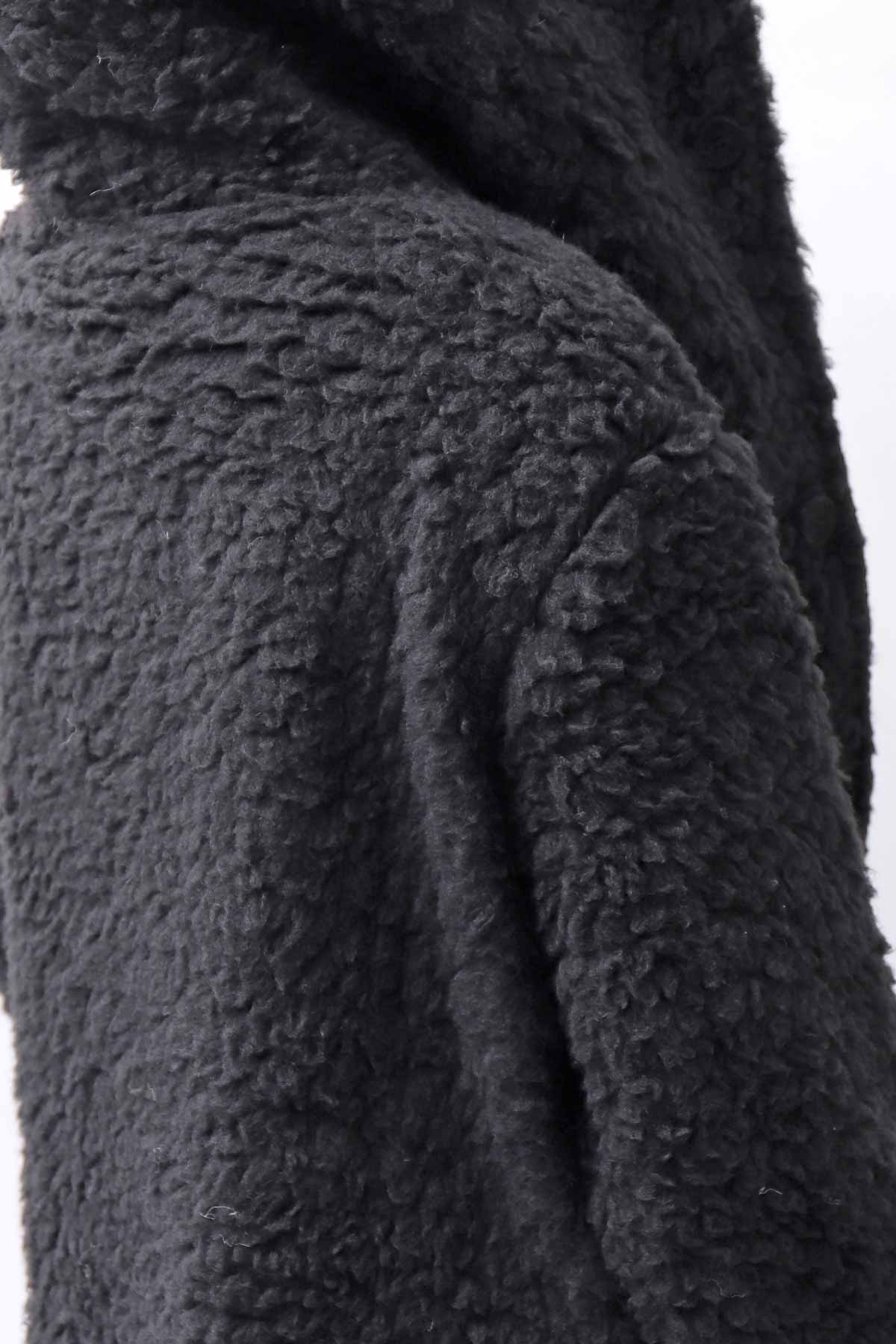 【NOSTRASANTISSIMA】 UNISEX VIRGIN BOA KNIT HOODED COAT_BLACK