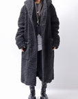 【NOSTRASANTISSIMA】 UNISEX VIRGIN BOA KNIT HOODED COAT_BLACK