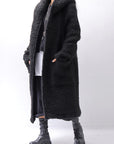 【NOSTRASANTISSIMA】 UNISEX VIRGIN BOA KNIT HOODED COAT_BLACK
