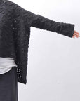 【NOSTRASANTISSIMA】　ASYMMETRY JACQUARD KNIT TOP M114_BLACK