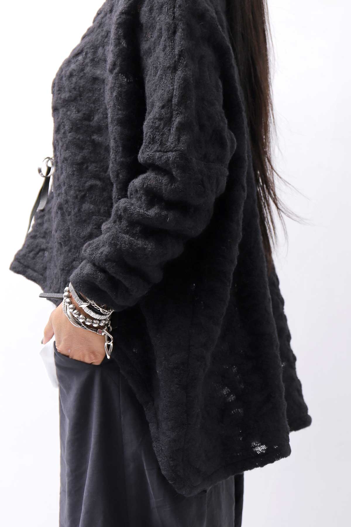 【NOSTRASANTISSIMA】　ASYMMETRY JACQUARD KNIT TOP M114_BLACK