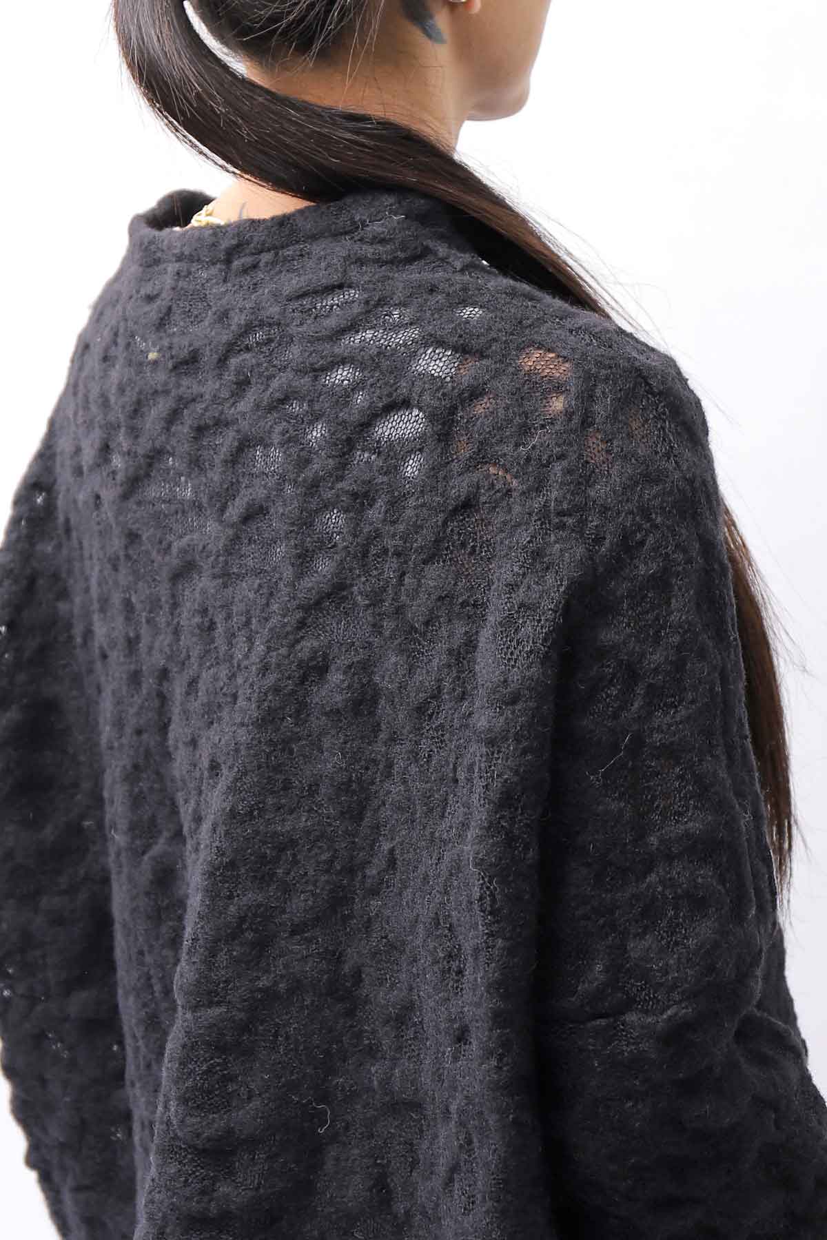 【NOSTRASANTISSIMA】　ASYMMETRY JACQUARD KNIT TOP M114_BLACK