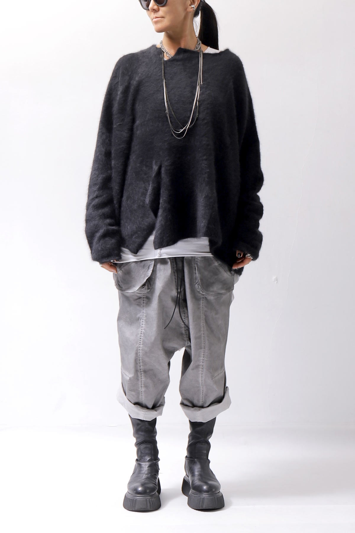 【RUNDHOLZ】 UNISEX RACCOON RELAX FIT PULLOVER KNIT 141 0706_BLACK