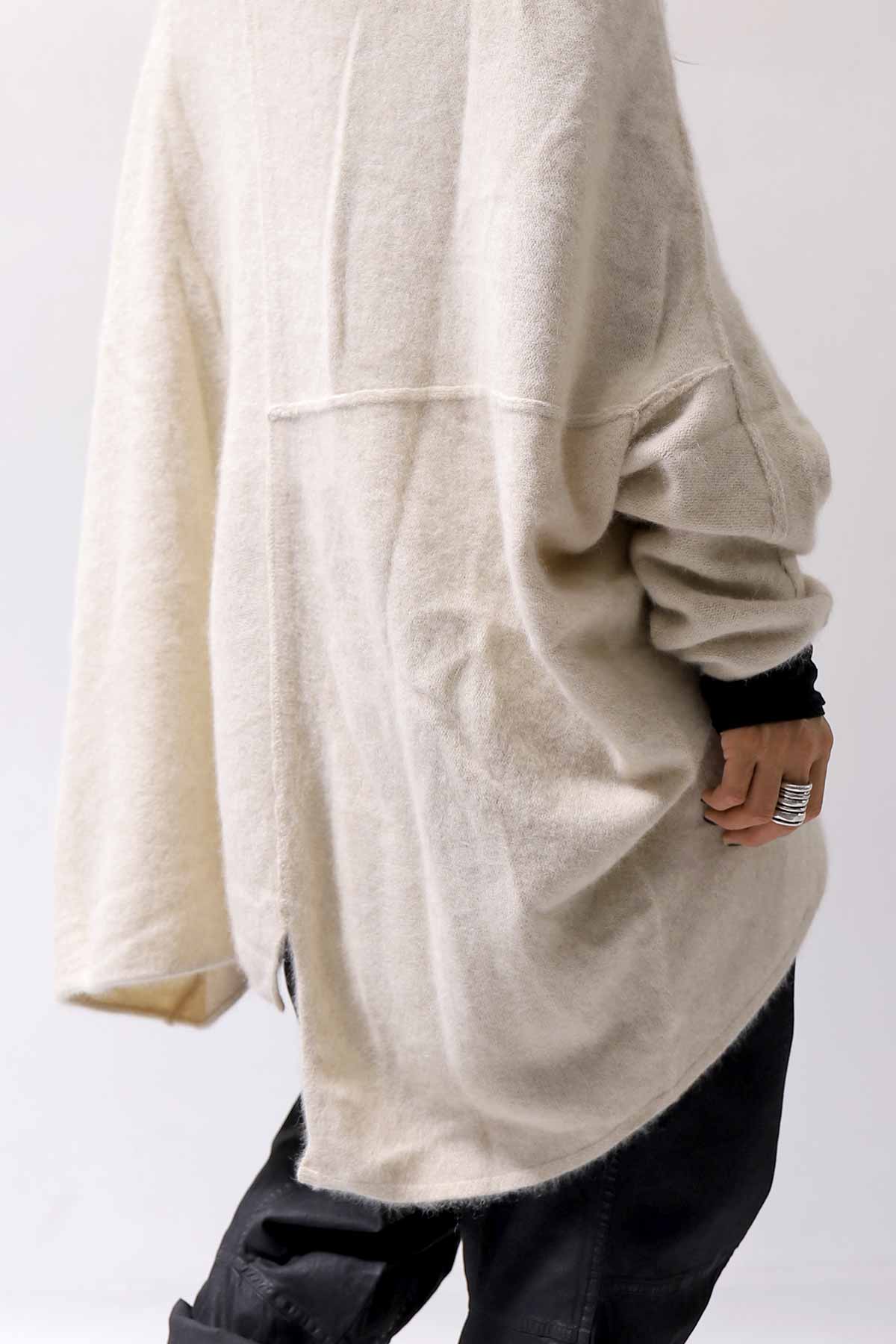 【RUNDHOLZ】 UNISEX RACCOON FRONT FLAP KNIT 141 0703_BONE MEL