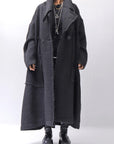 【RUNDHOLZ】 OVER SIZED BIG LAPEL LONG COAT_BLACK MEL
