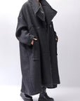 【RUNDHOLZ】 OVER SIZED BIG LAPEL LONG COAT_BLACK MEL