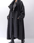 【RUNDHOLZ】 OVER SIZED BIG LAPEL LONG COAT_BLACK MEL