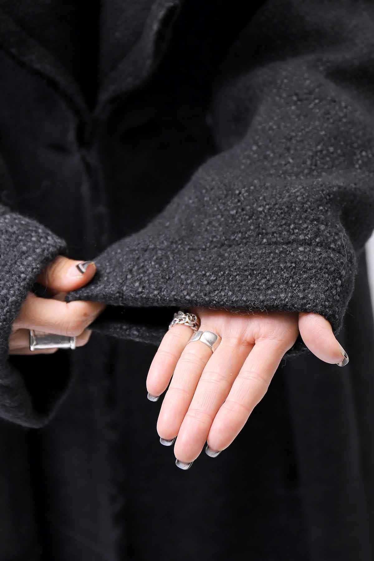 【RUNDHOLZ】 OVER SIZED BIG LAPEL LONG COAT_BLACK MEL