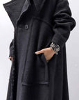 【RUNDHOLZ】 OVER SIZED BIG LAPEL LONG COAT_BLACK MEL