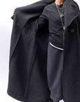 【RUNDHOLZ】 OVER SIZED BIG LAPEL LONG COAT_BLACK MEL