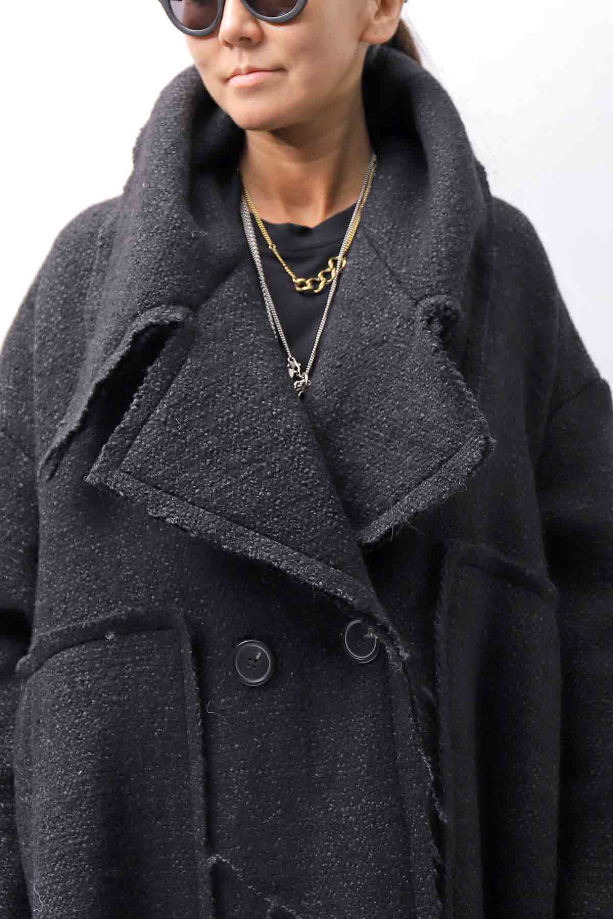 【RUNDHOLZ】 OVER SIZED BIG LAPEL LONG COAT_BLACK MEL