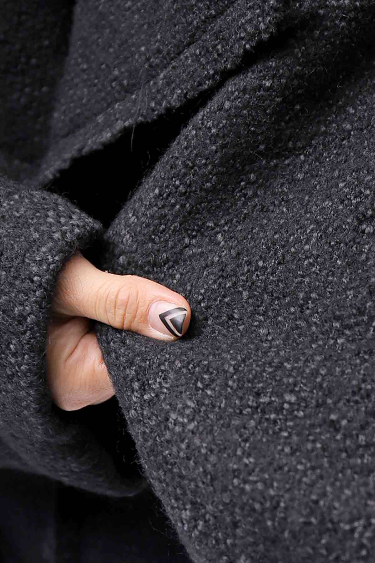 【RUNDHOLZ】 OVER SIZED BIG LAPEL LONG COAT_BLACK MEL