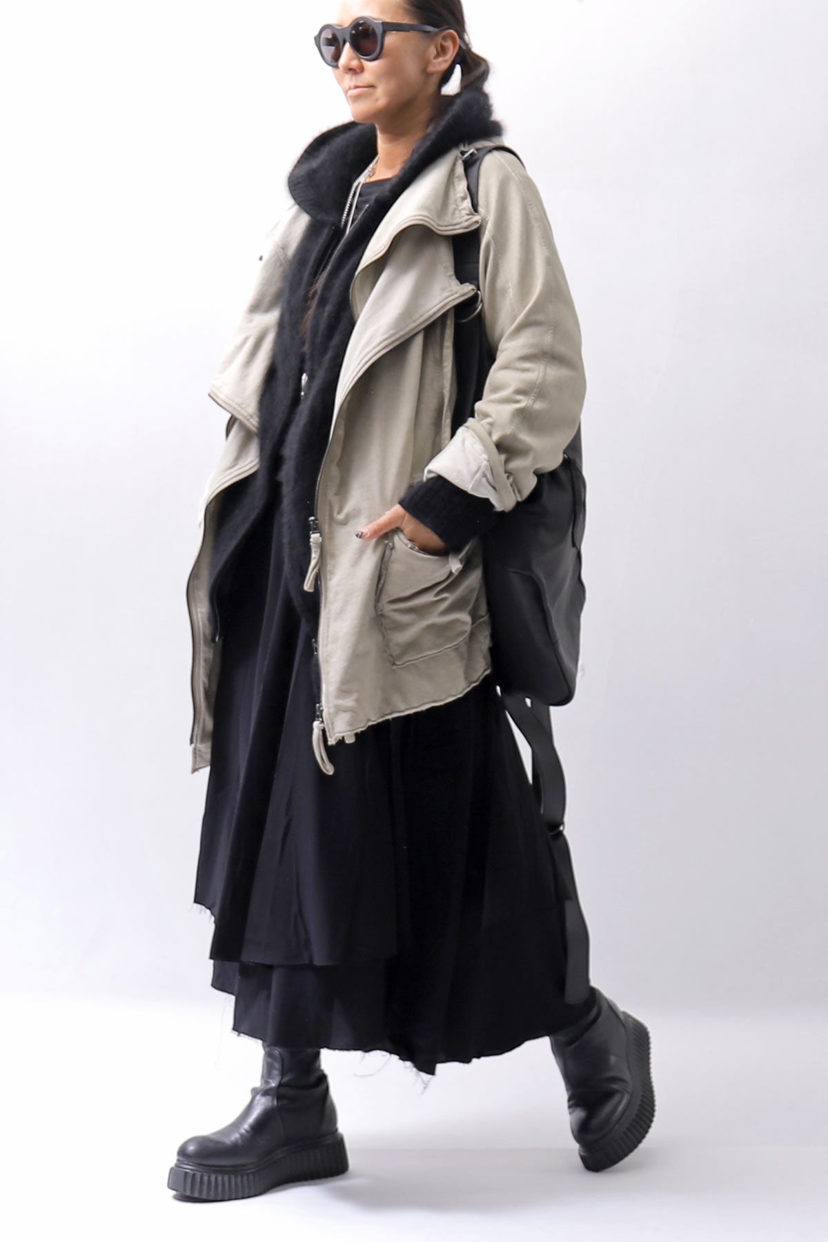 【studio b3】 WRAP LAYERED SKIRT OGB1736_BLACK