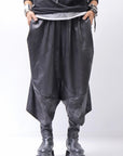 【Primordial is Primitive】 UNISEX ASYMMETRY STRETCH ECO LEATHER PANTS 722HA_BLACK