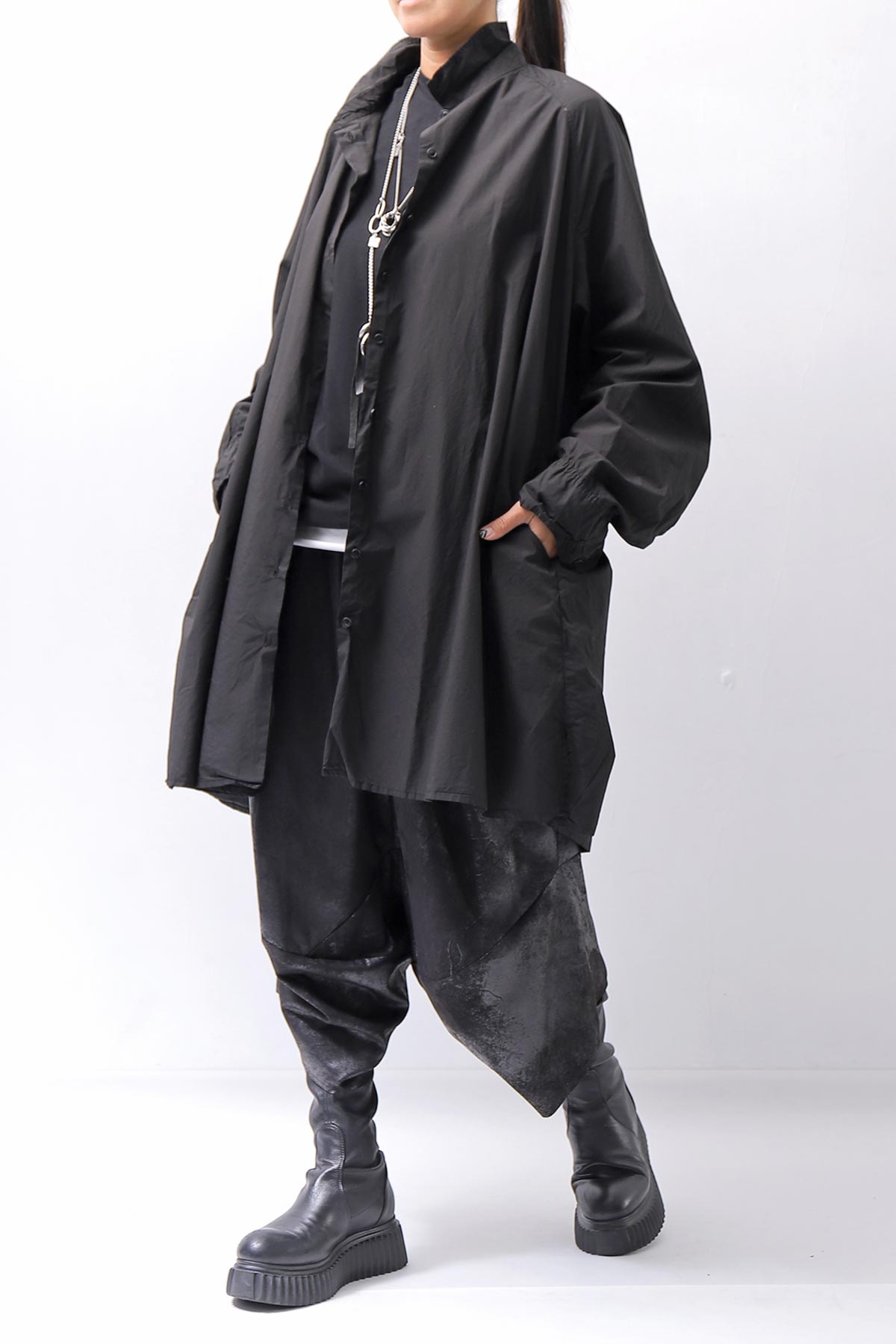 【RUNDHOLZ】 UNISEX OVERSIZE BACK TUCK SHIRT_BLACK