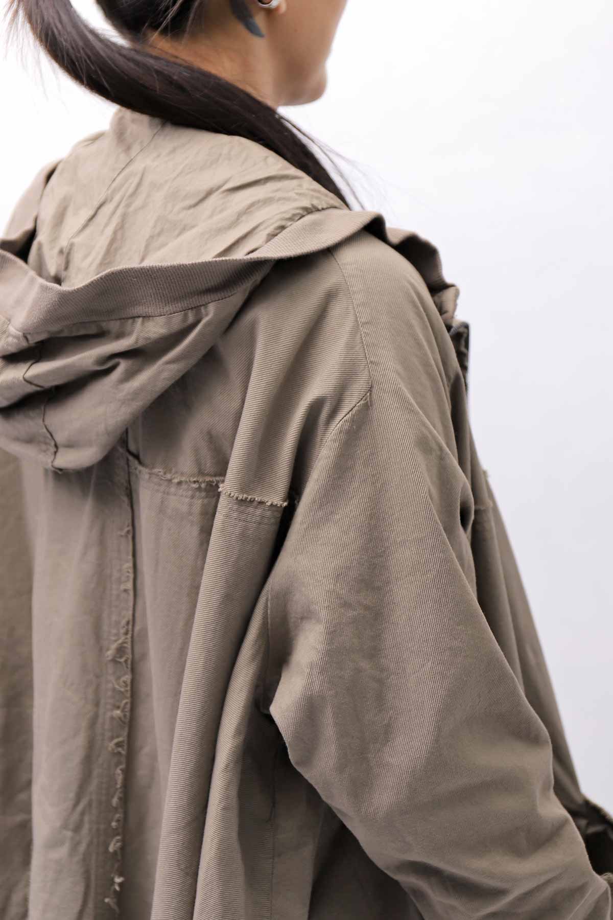 【RUNDHOLZ】 UNISEX ZIPED POCKETS＆HOOD LONG COAT 260 1208_DUNE