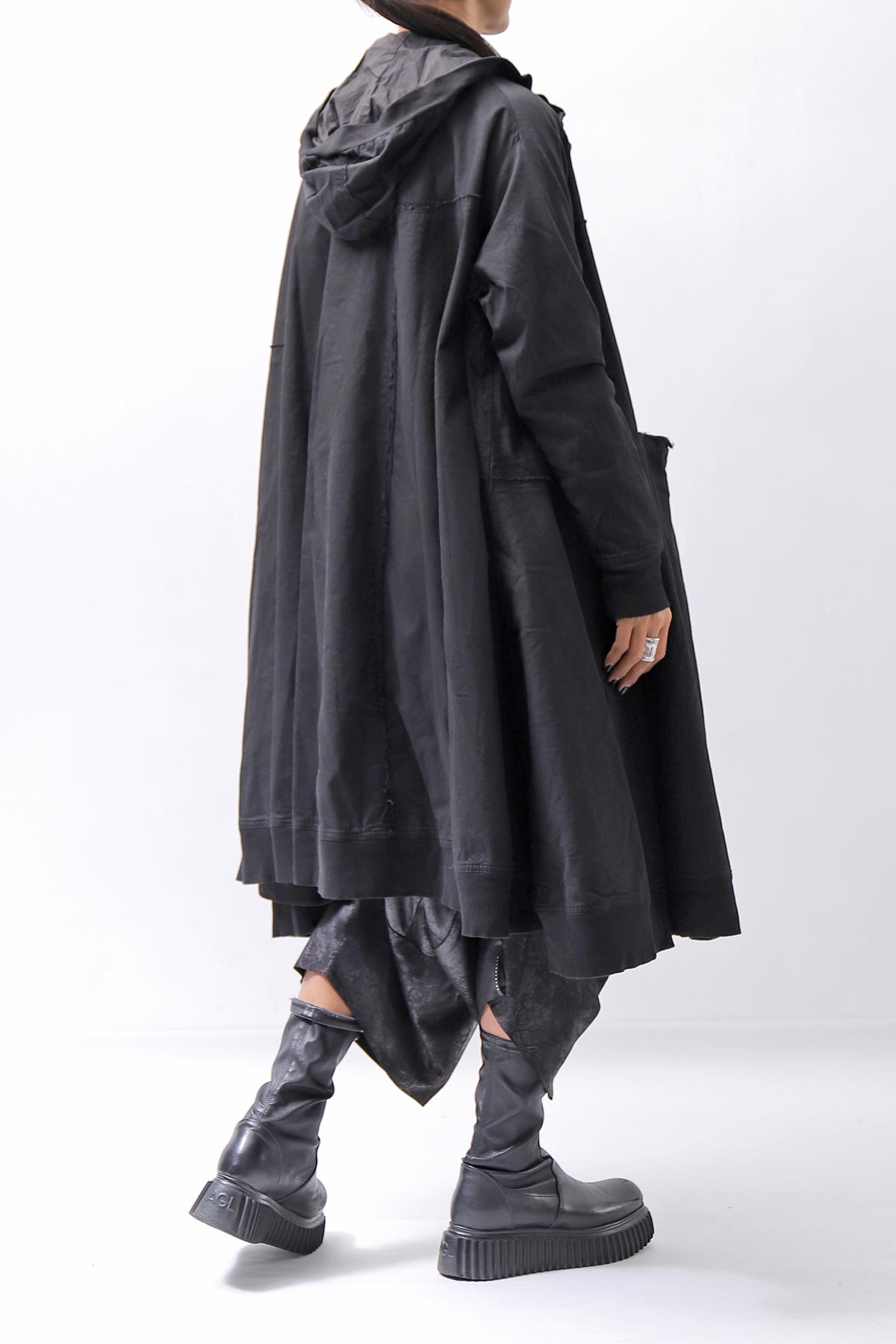 【RUNDHOLZ】 UNISEX ZIPED POCKETS＆HOOD LONG COAT 260 1208_BLACK