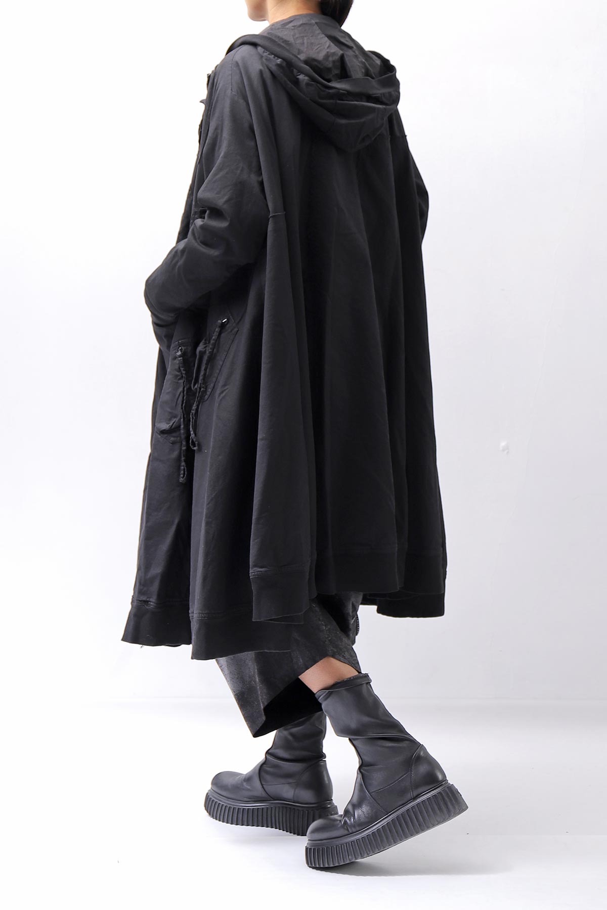 【RUNDHOLZ】 UNISEX ZIPED POCKETS＆HOOD LONG COAT 260 1208_BLACK