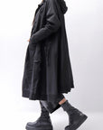 【RUNDHOLZ】 UNISEX ZIPED POCKETS＆HOOD LONG COAT 260 1208_BLACK