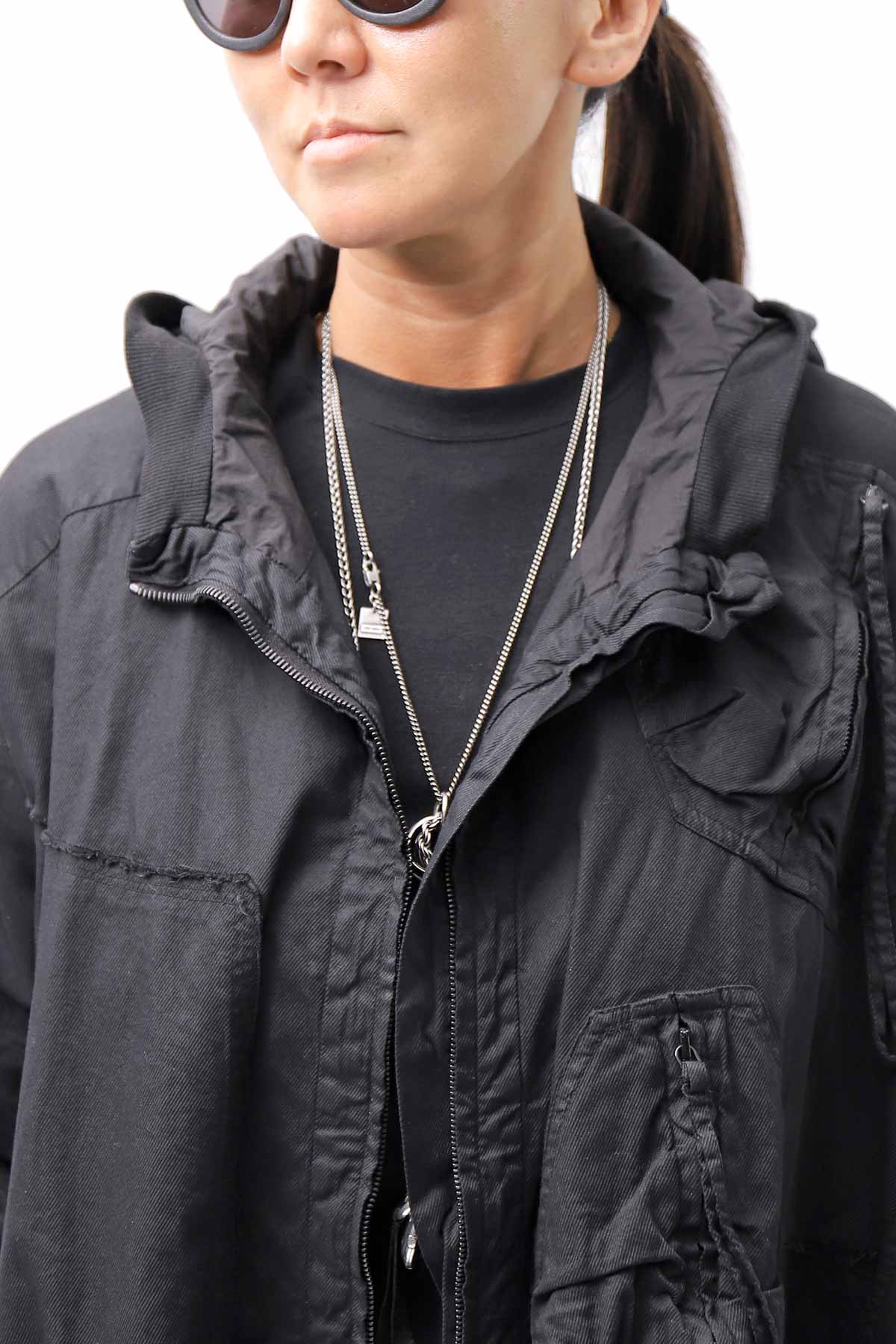 【RUNDHOLZ】 UNISEX ZIPED POCKETS＆HOOD LONG COAT 260 1208_BLACK