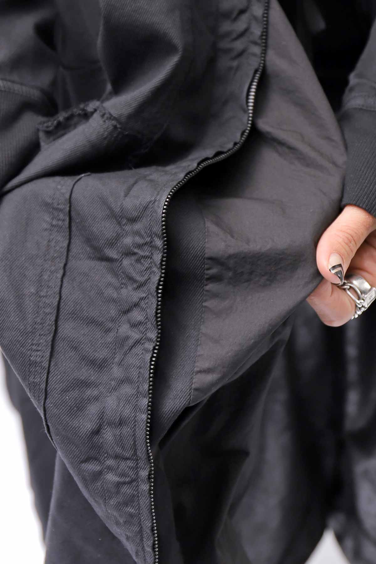 【RUNDHOLZ】 UNISEX ZIPED POCKETS＆HOOD LONG COAT 260 1208_BLACK