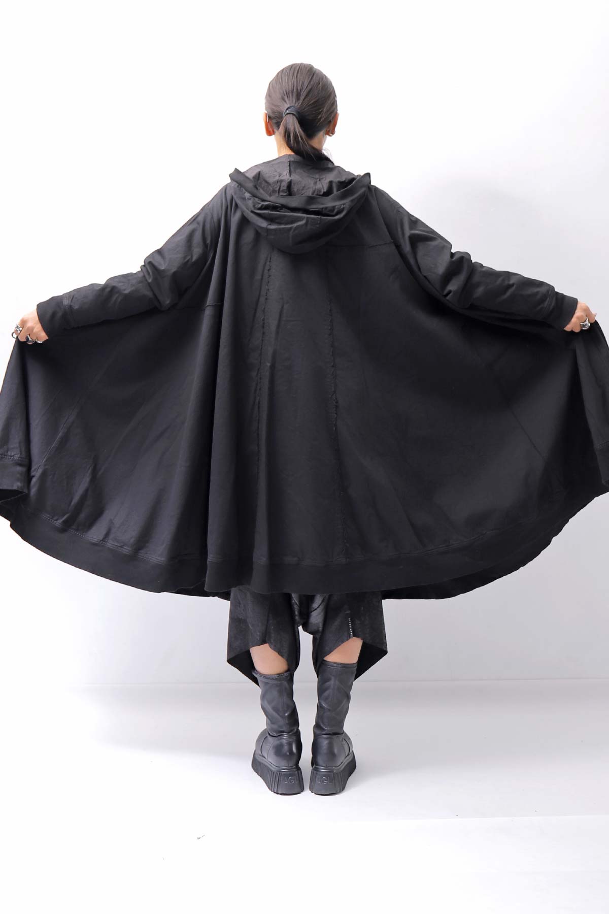 【RUNDHOLZ】 UNISEX ZIPED POCKETS＆HOOD LONG COAT 260 1208_BLACK