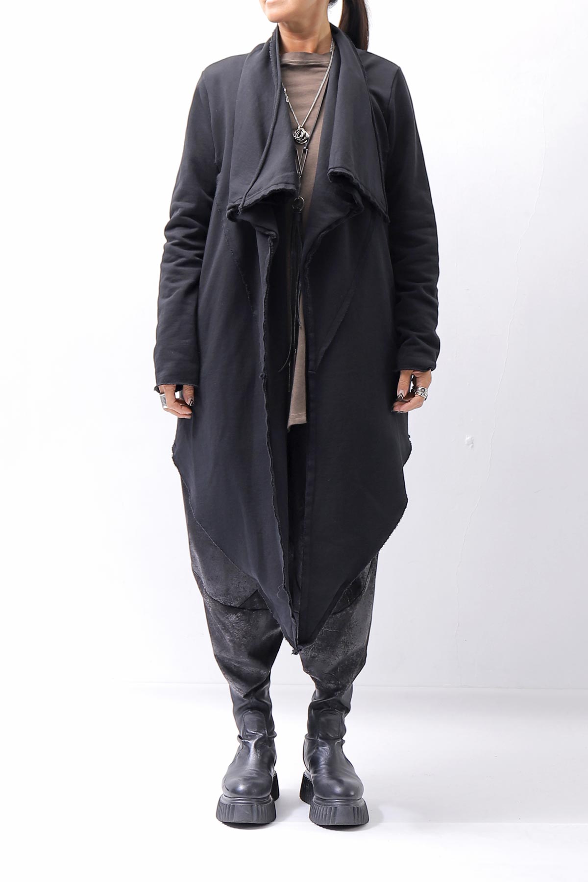 【sanctamuerte】 UNISEX ASYMMETRY SWEAT CARDIGAN_BLACK