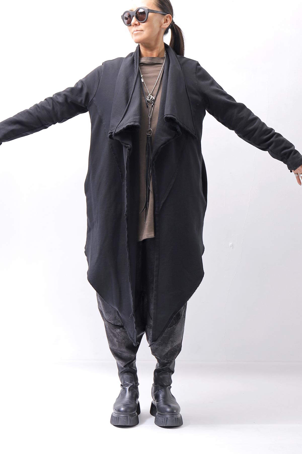 【sanctamuerte】 UNISEX ASYMMETRY SWEAT CARDIGAN_BLACK