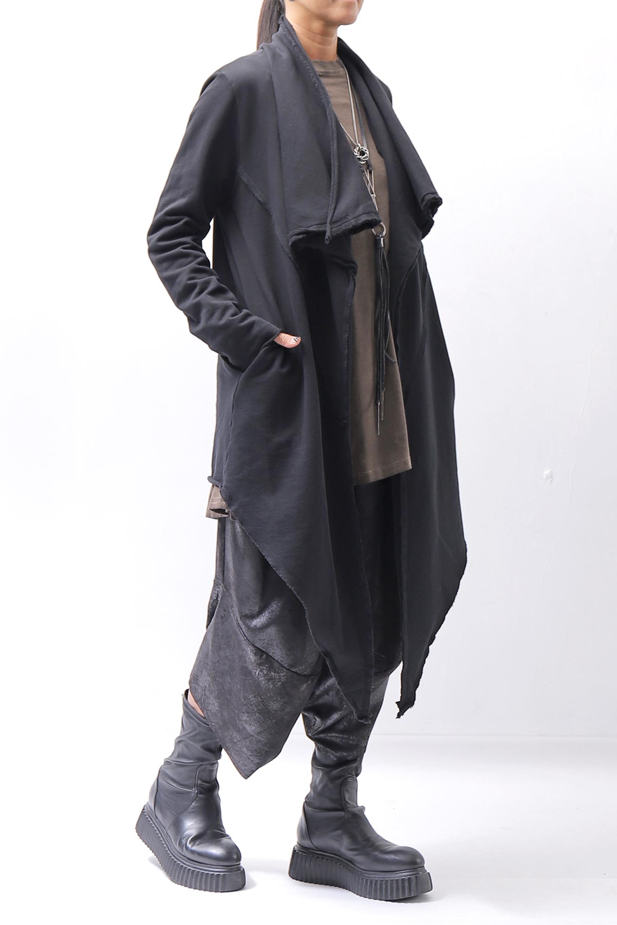 【sanctamuerte】 UNISEX ASYMMETRY SWEAT CARDIGAN_BLACK