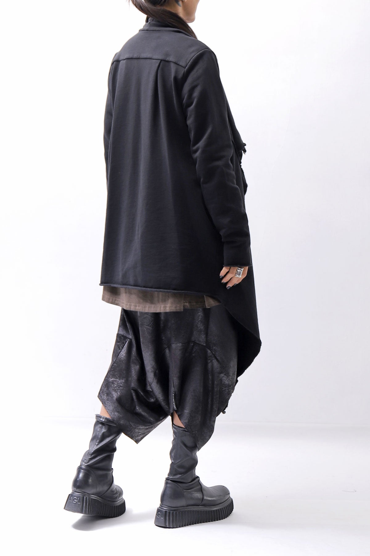 【sanctamuerte】 UNISEX ASYMMETRY SWEAT CARDIGAN_BLACK