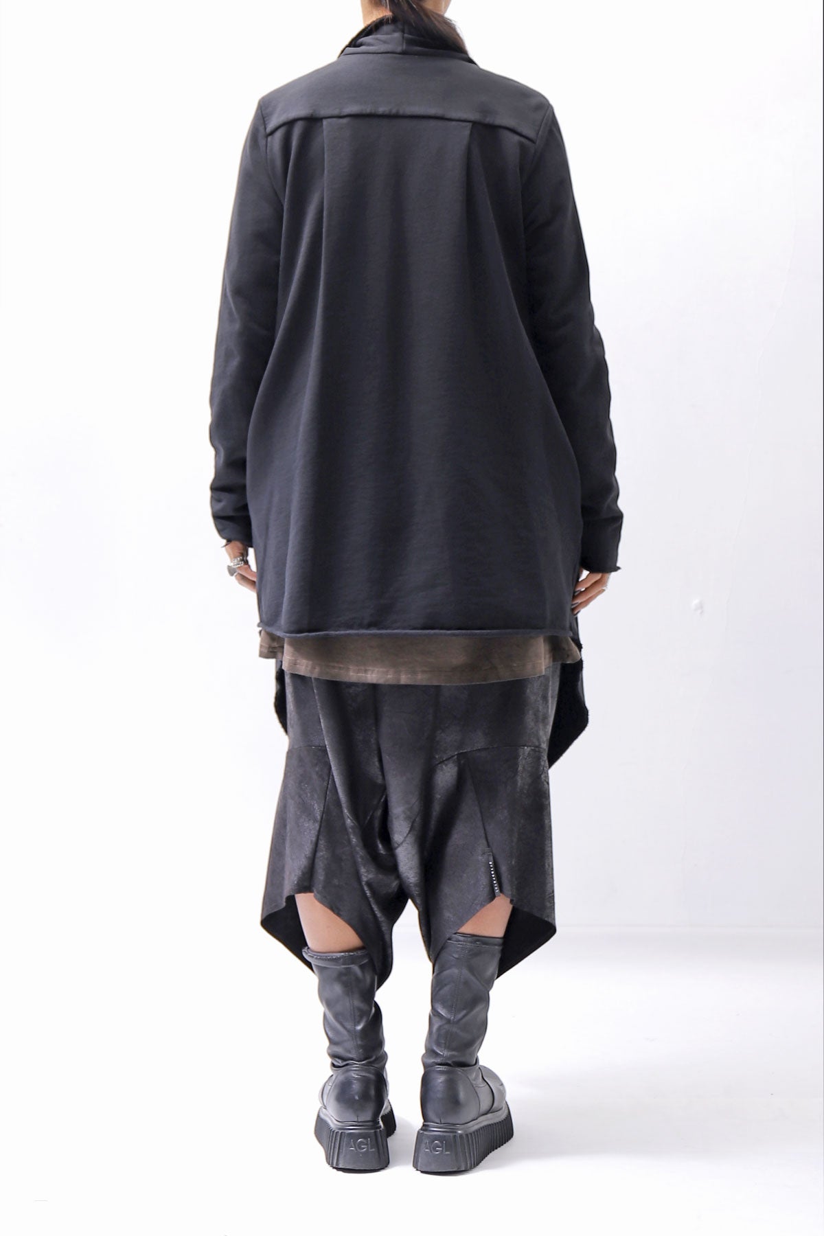 【sanctamuerte】 UNISEX ASYMMETRY SWEAT CARDIGAN_BLACK