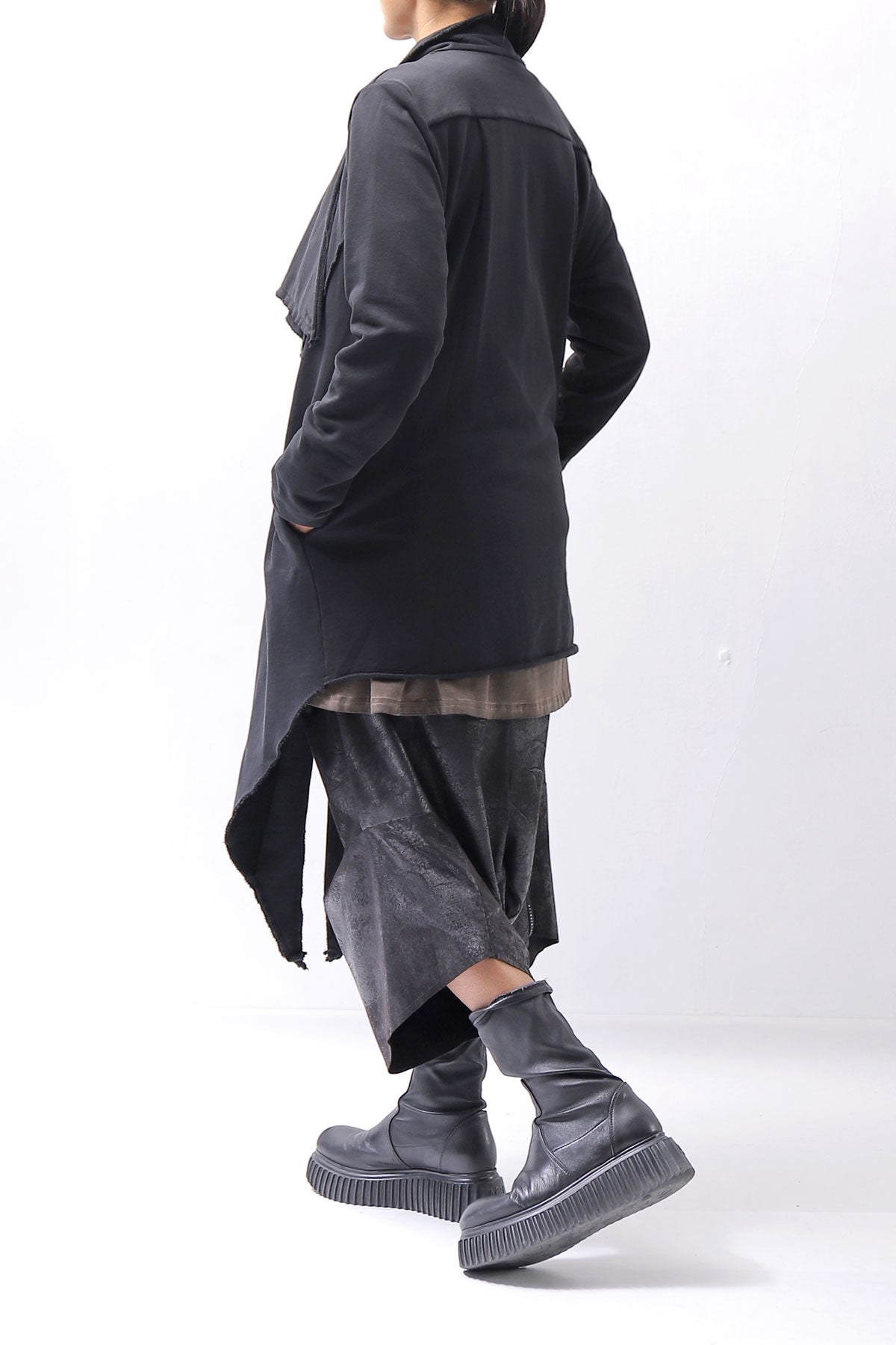 【sanctamuerte】 UNISEX ASYMMETRY SWEAT CARDIGAN_BLACK